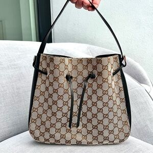 Gucci Monogram bag Canvas and black leather